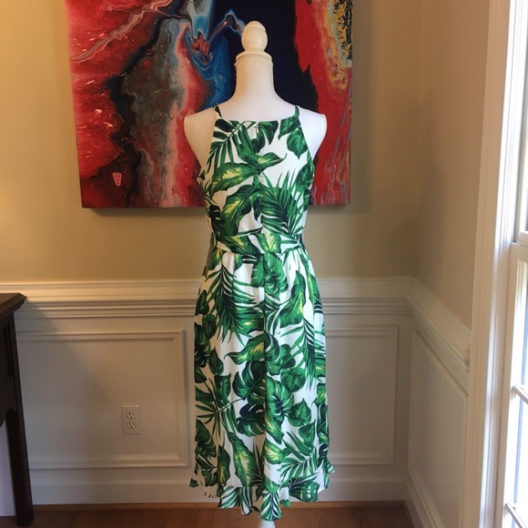 Sz.M LUXOLOGY Palm Leaf Tropical Print Dress NWT - Picture 8 of 8
